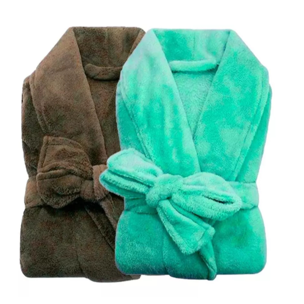 Kit 2 Roupão de Banho Microfibra Adulto Feminino Masculino Veludo Super Macio