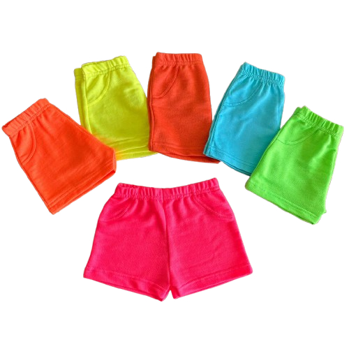 Kit sortido 3 Shorts Infantil Bermuda Menina em moletinho bolso falso