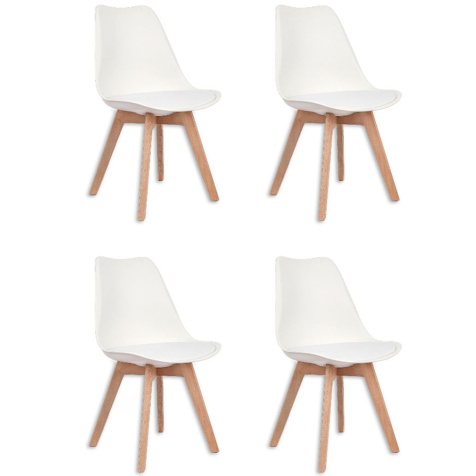Kit 4 Cadeiras Tulip Saarinen Com Estofado - Pés de Madeira