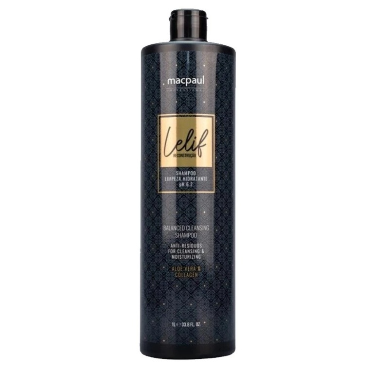 SHAMPOO DE LIMPEZA E HIDRATAÇÃO PROFISSIONAL LINHA LELIF RECONSTRUÇÃO MACPAUL 1000ML