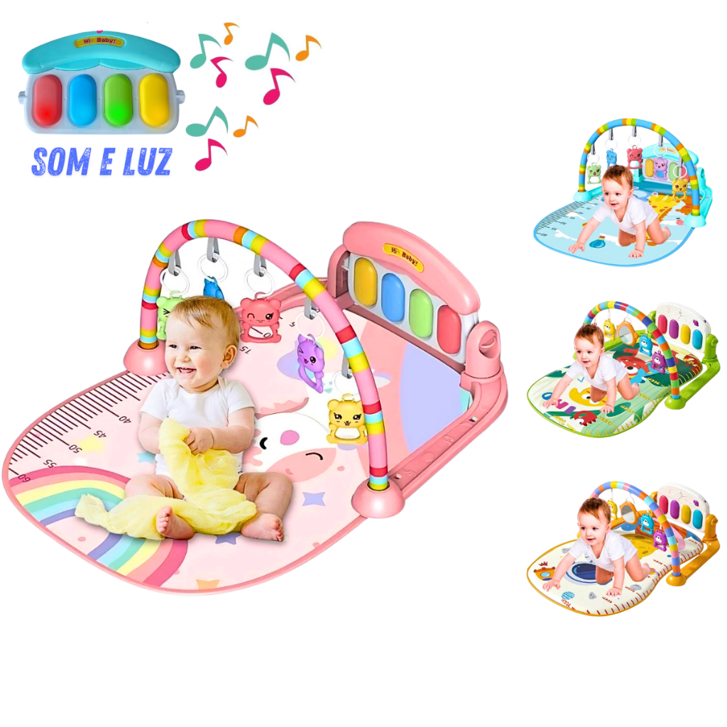 Tapete de Atividades Infantil Bebê Ginásio Piano Musical com Som e Luzes - Castela