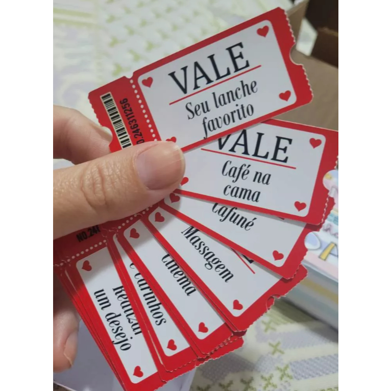Ticket Vale Romântico Kit com 16 Unidades Vales do Amor, Tickets do Amor, Presente Dia dos Namorados em Oferta na Shopee
