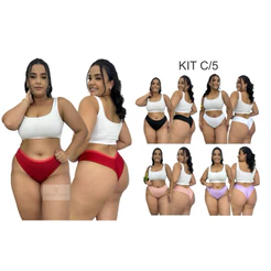 Kit 5 calcinha plus size fio dental duplo não marca roupa feminina lingerie