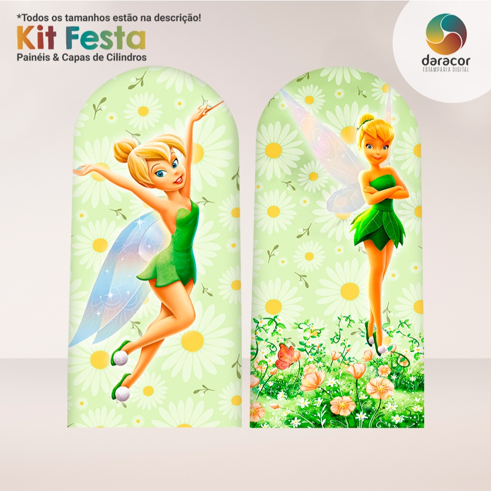 Capa de Painel Romano Face Única Tinker Bell Sininho C/ Elástico Tam Diversos