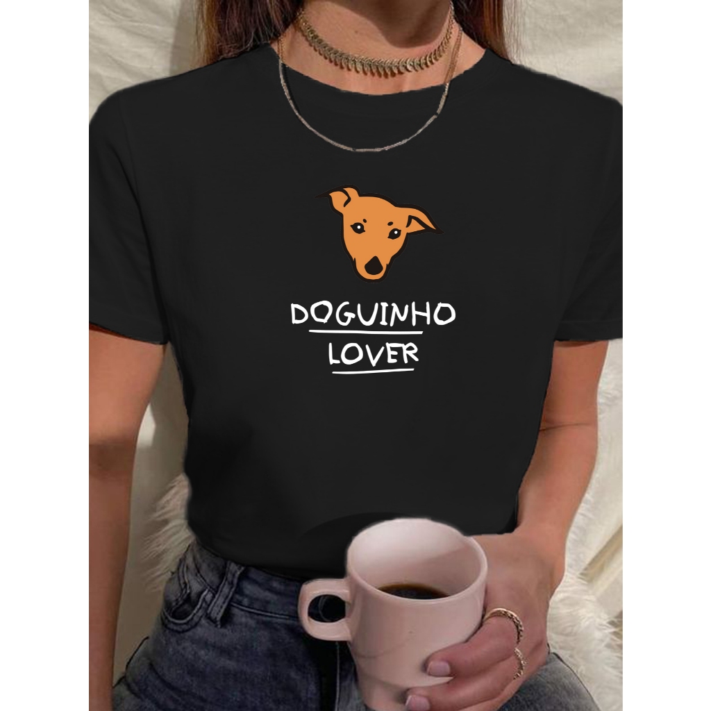 Camiseta Feminina Babylook Tshirt Cachorro Caramelo Doguinho Lover Fofo Pet 100% Algodão em Oferta na Shopee