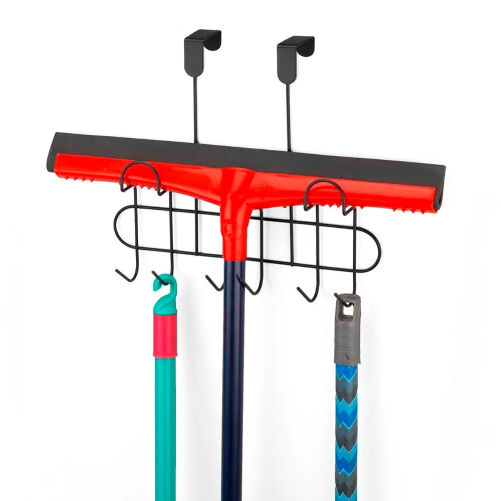 Suporte Vassoura Rodo Pá Em Aço Arthi Suporte 6 Gancho Grande Porta Vassoureiro em Oferta na Shopee
