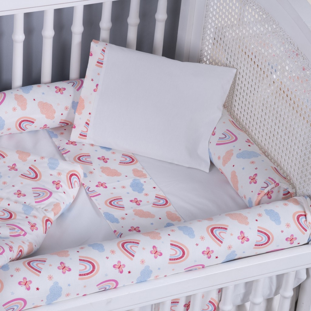 Kit Rolinho Protetor De Berço Enxoval De Bebê Estampado
