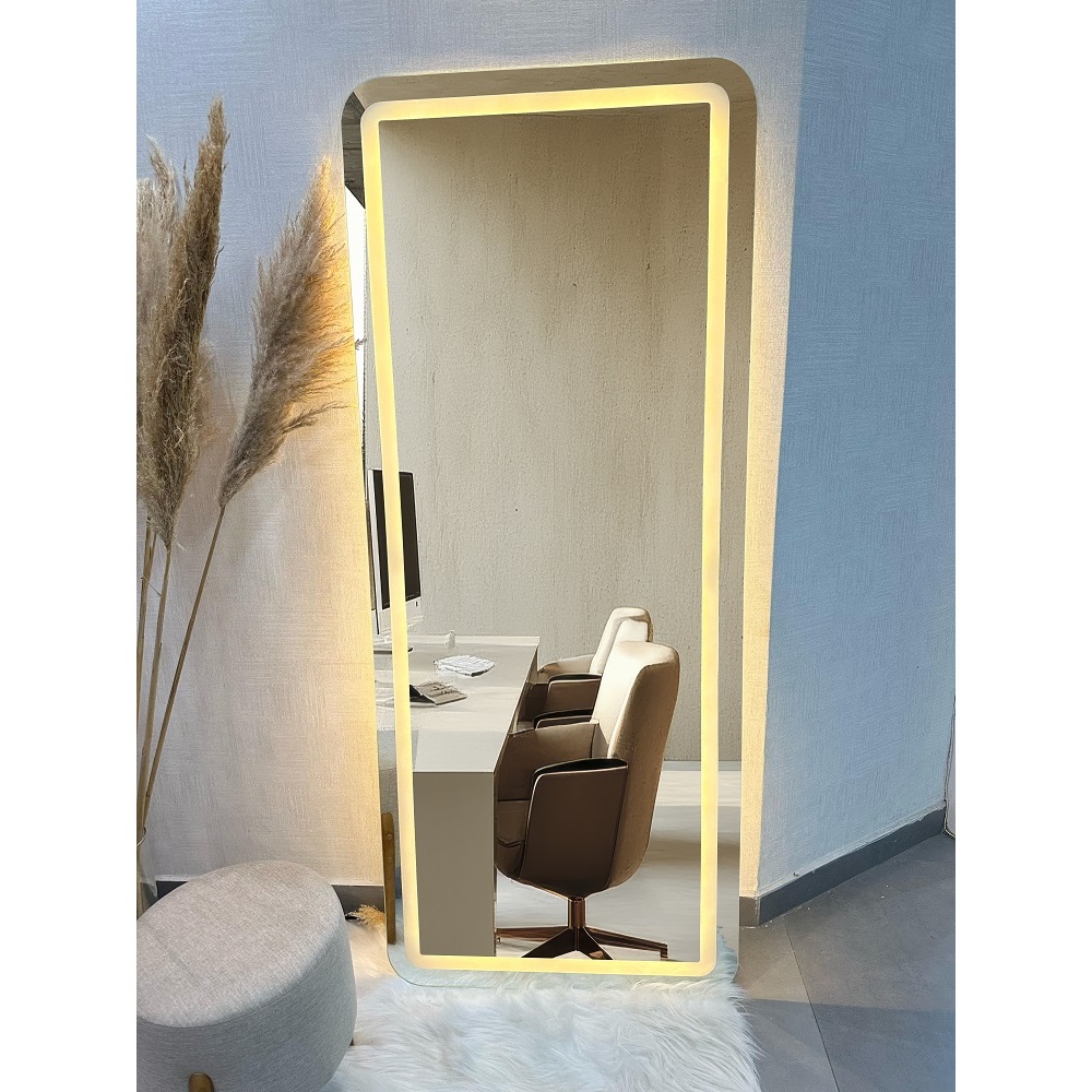Espelho Retangular Com Led Jateado 115cm 150cm 170cm Quarto Sala Salão Loja