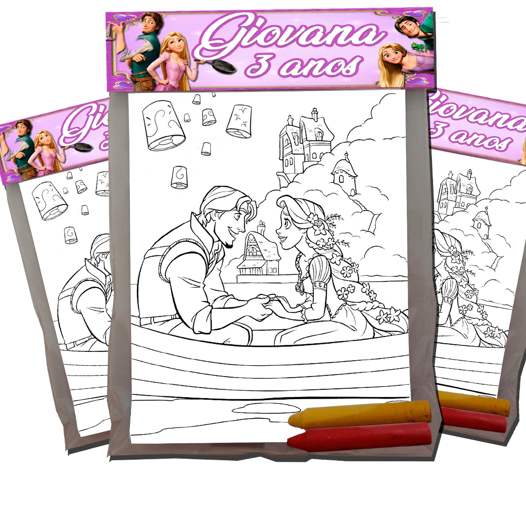 Kit's para colorir Personalizado Festa Tema Rapunzel / Enrolados . Lembrancinhas. em Oferta na Shopee