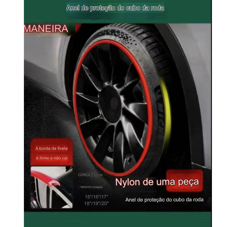 Protetor de Roda Aro 16 a 19 ABS Kit 4 Peças Anel Anti Risco para Liga Leve em Oferta na Shopee