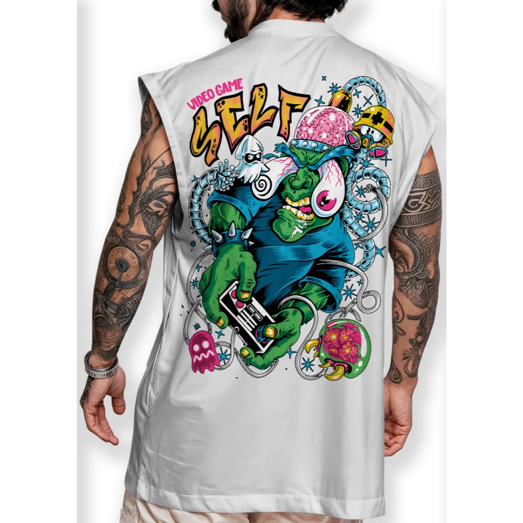 Camiseta Regata Oversized Self Video Game Player Control Street Weat Style StreetWear em Oferta na Shopee