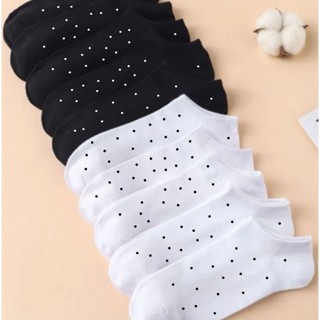 Kit 12 Pares de Meia Poá Feminina Conforto Estampa de Bolinha/Coração Delicada Preta e Branca em Oferta na Shopee