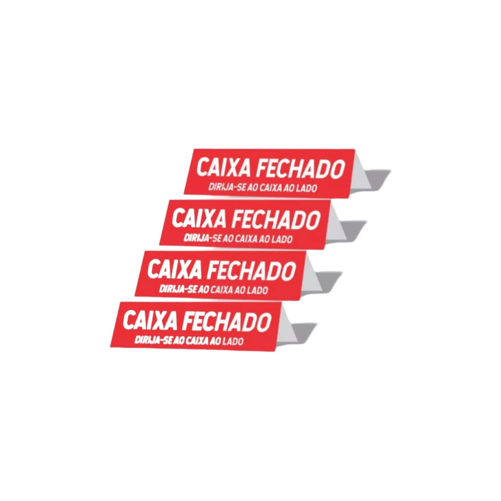 2 Placas Caixa Fechado Display 30x7cm Frente e Verso Balcao Para Caixas de Mercado e Comercio