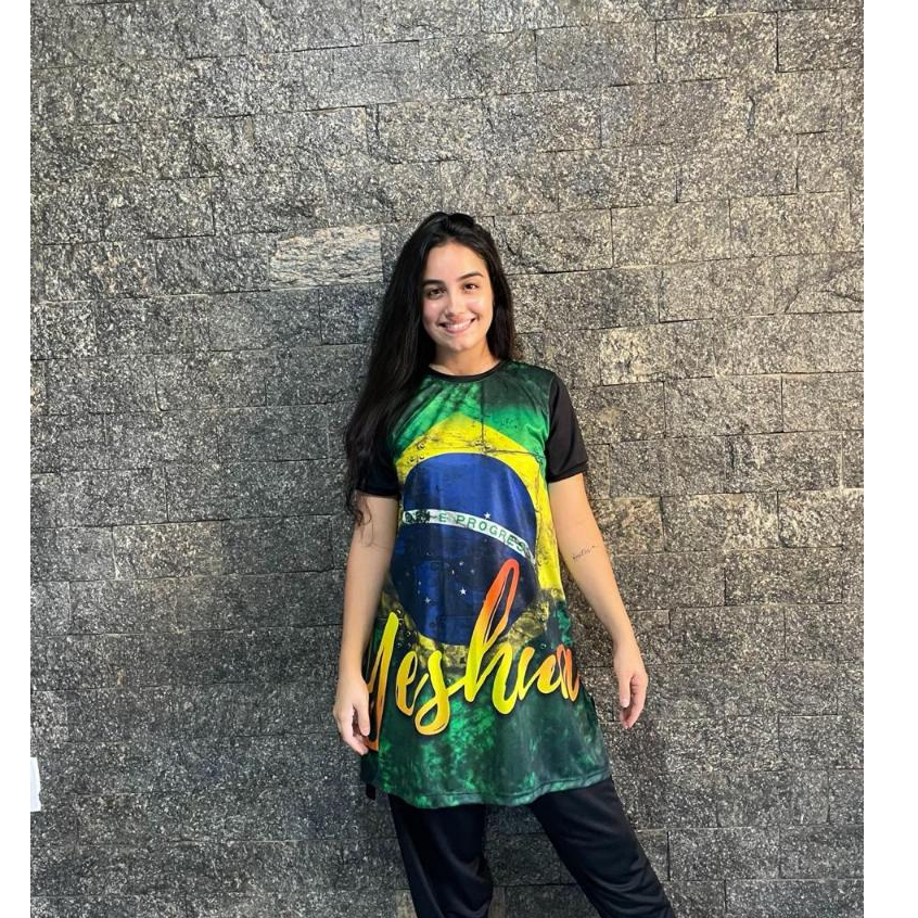 Bata Gospel de Dança Louvor Feminina Bandeira do BRASIL YESHUA em Oferta na Shopee