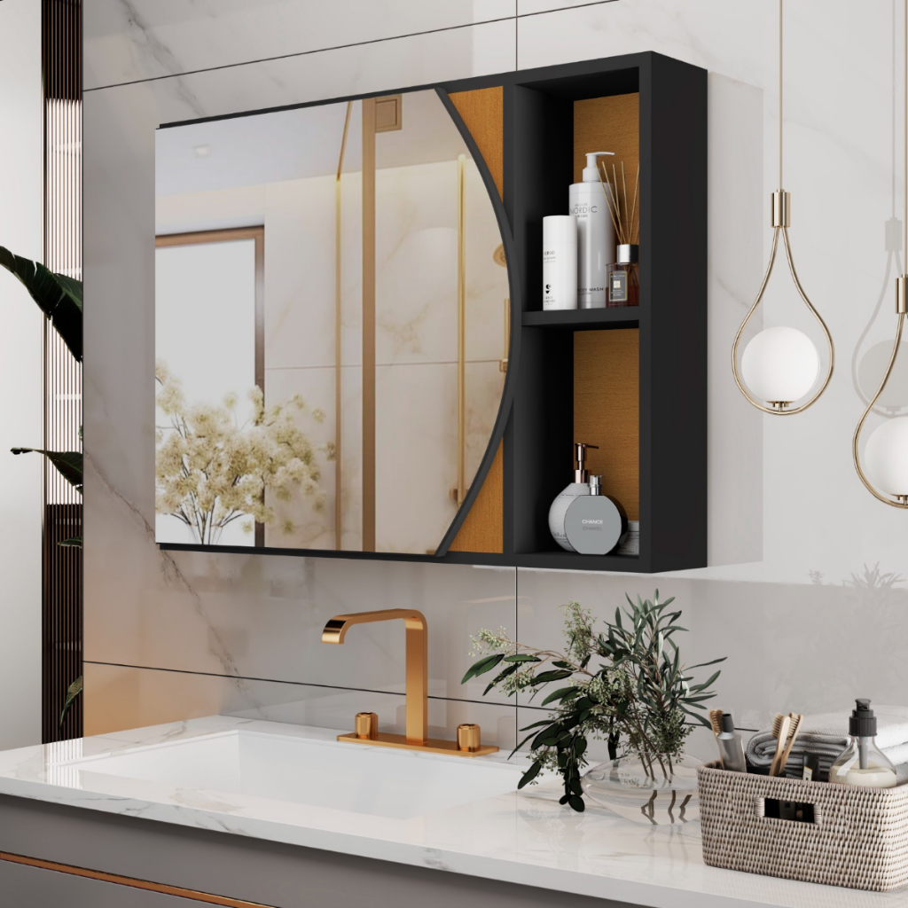 QUEIMA DE ESTOQUE! Armário De Banheiro Com Espelho E Prateleira Carolina Mobi Shop em Oferta na Shopee