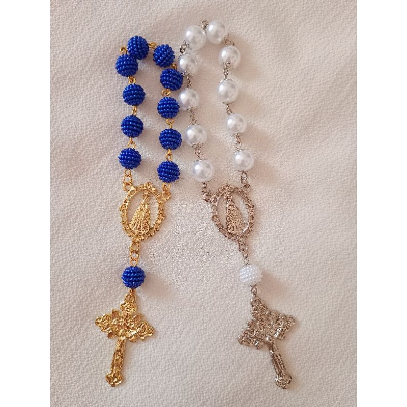 Terço dezena de mão Nossa Senhora Aparecida pérolas miçanga