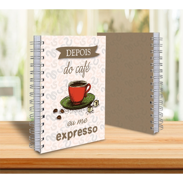 Caderno Café A5 100fls 15x21cm c/Iniciais + Calendários (Tamanho Pequeno)NÃO Personalizamos c/nome
