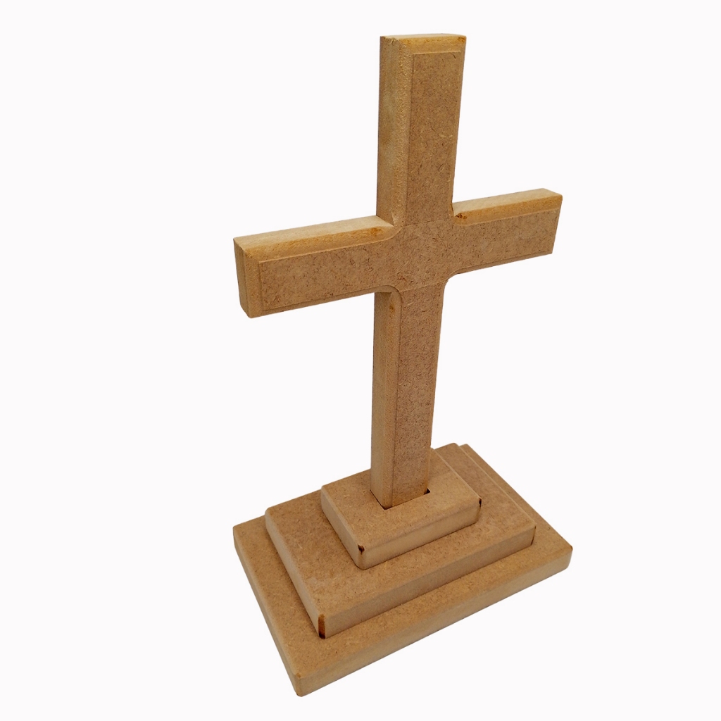 Cruz Crucifixo Mdf Com Base Mesa 29cm Presente Mãe Páscoa em Oferta na Shopee