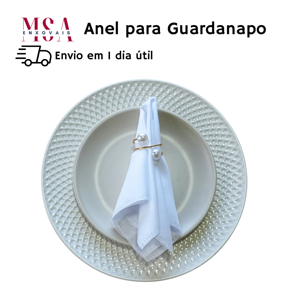 Anel Para Guardanapo De Mesa Posta 4|6|8|10 Pçs Porta Guardanapo De Mesa Pérola Duas Voltas