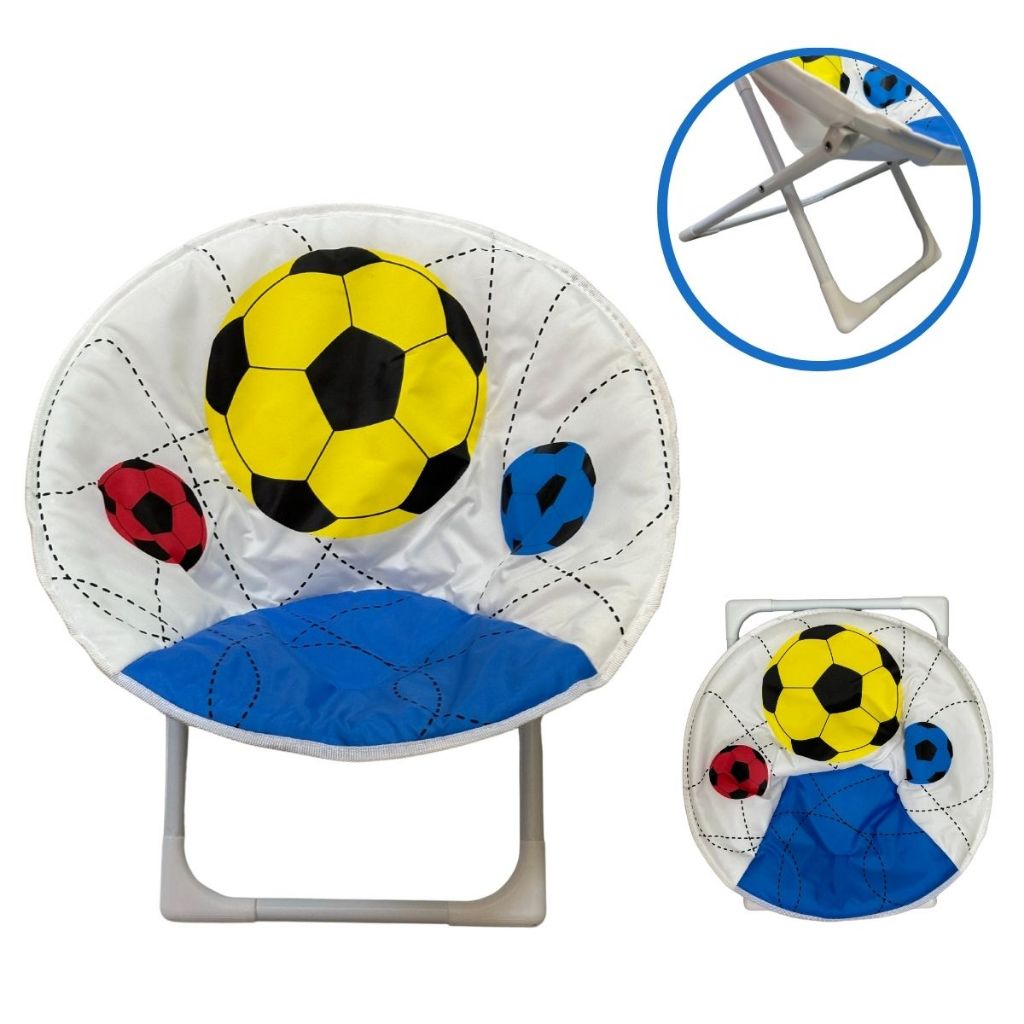 Cadeira Moon Infantil Importway, Cadeira de Camping e Praia, Branca Estampa Futebol em Oferta na Shopee
