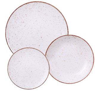 Aparelho de Jantar Jogo de Pratos Rasos, Fundos e Sobremesa Tramontina Rústico Marrom em Oferta na Shopee