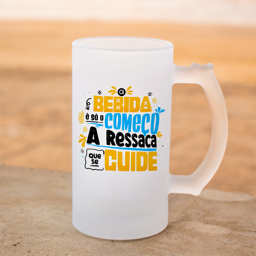 Caneca Cervejeiro de Vidro Jateada Caneca de Chopp Só o Começo
