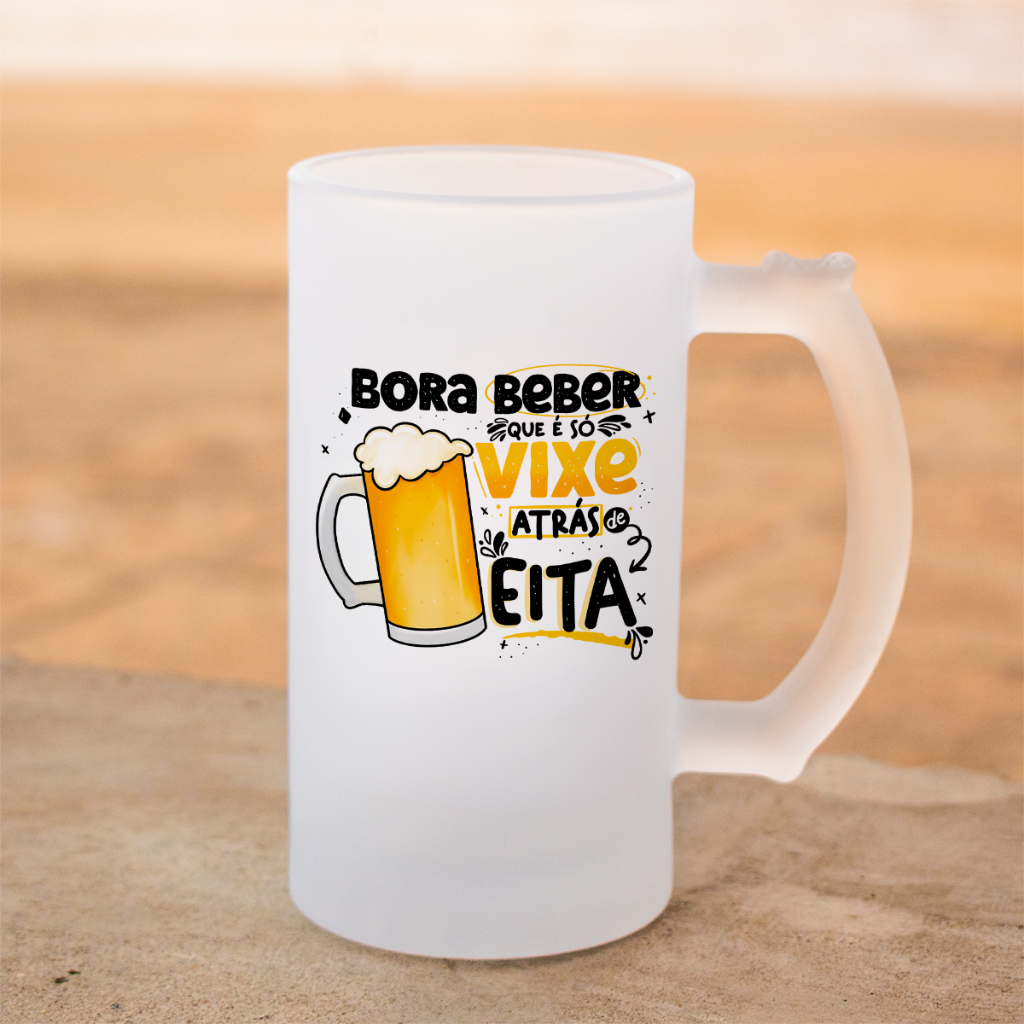 Caneca Cervejeiro de Vidro Jateada Caneca de Chopp Bora Beber