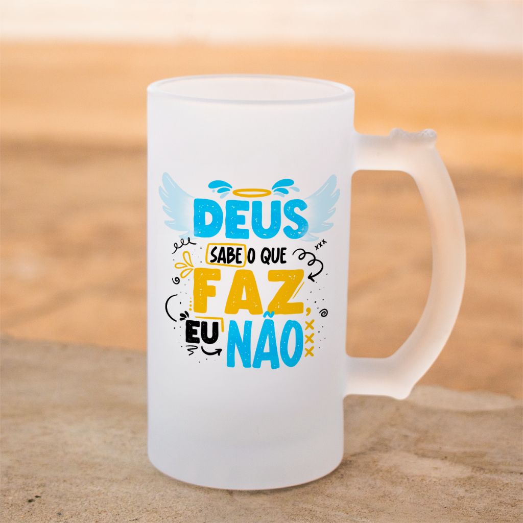 Caneca Cervejeiro de Vidro Jateada Caneca de Chopp Eu Não