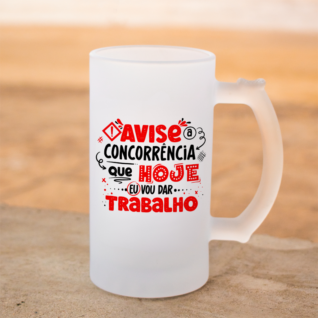 Caneca Cervejeiro de Vidro Jateada Caneca de Chopp Avise