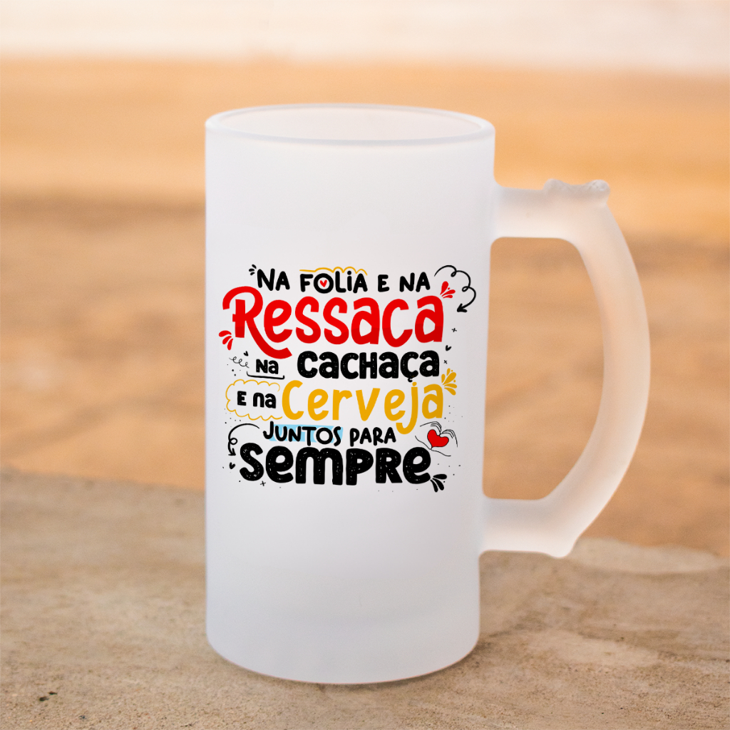 Caneca Cervejeiro de Vidro Jateada Caneca de Chopp Ressaca