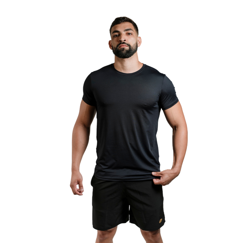 Camiseta Academia Treino Uv Musculação Casual Fit Preta