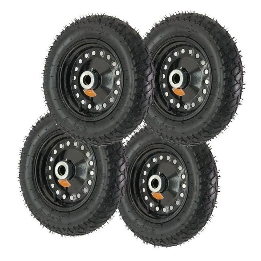 Kit 4 Roda Aro 8 Com Pneu Aro E Câmara Carrinho Plataforma Capacidade 600kg - Picolé - Lanches