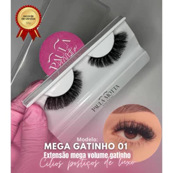Cílios Postiços artesanal | Mega Gatinho 01| Curvatura D | Efeito Extensão Profissional