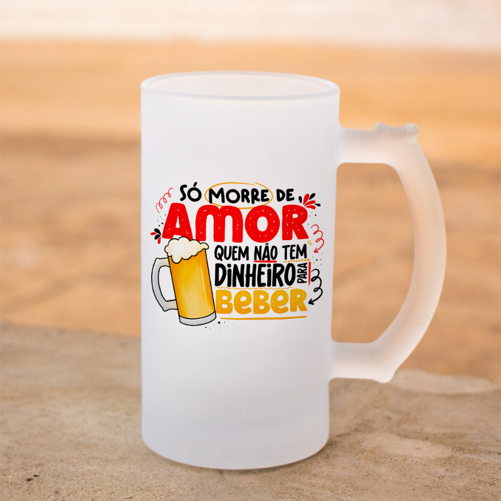 Caneca Cervejeiro de Vidro Jateada Caneca de Amor