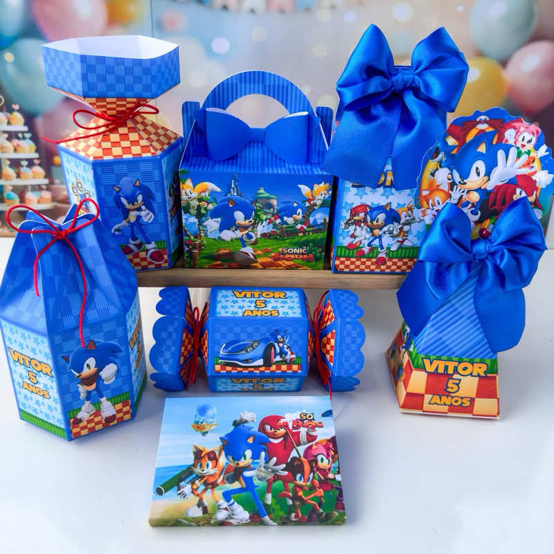 PEGUE E MONTE -- Lembrancinhas SONIC - Caixas personalizadas para Festa do SONIC