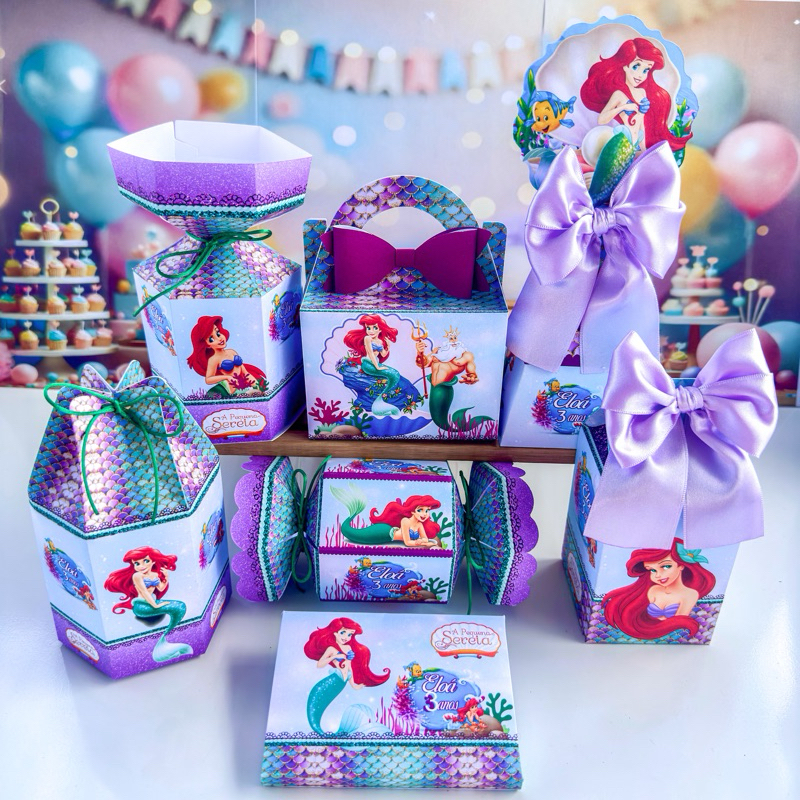 Lembrancinhas - Caixas personalizadas para Festa PEQUENA SEREIA /ARIEL- PEGUE E MONTE