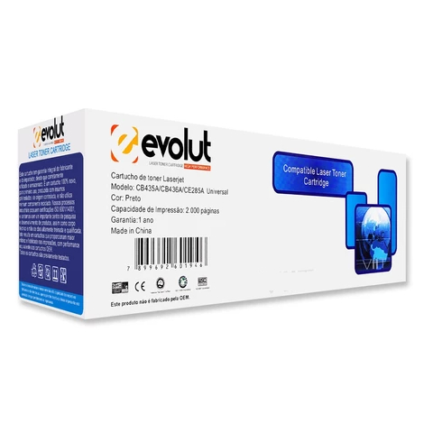 Cartucho Toner Compatível 35A, 36A, 85A Evolut com NF p/ P1005 P1006 M1120 mfp M1522 mfp P1505 P1505n P1102 P1102w M1132