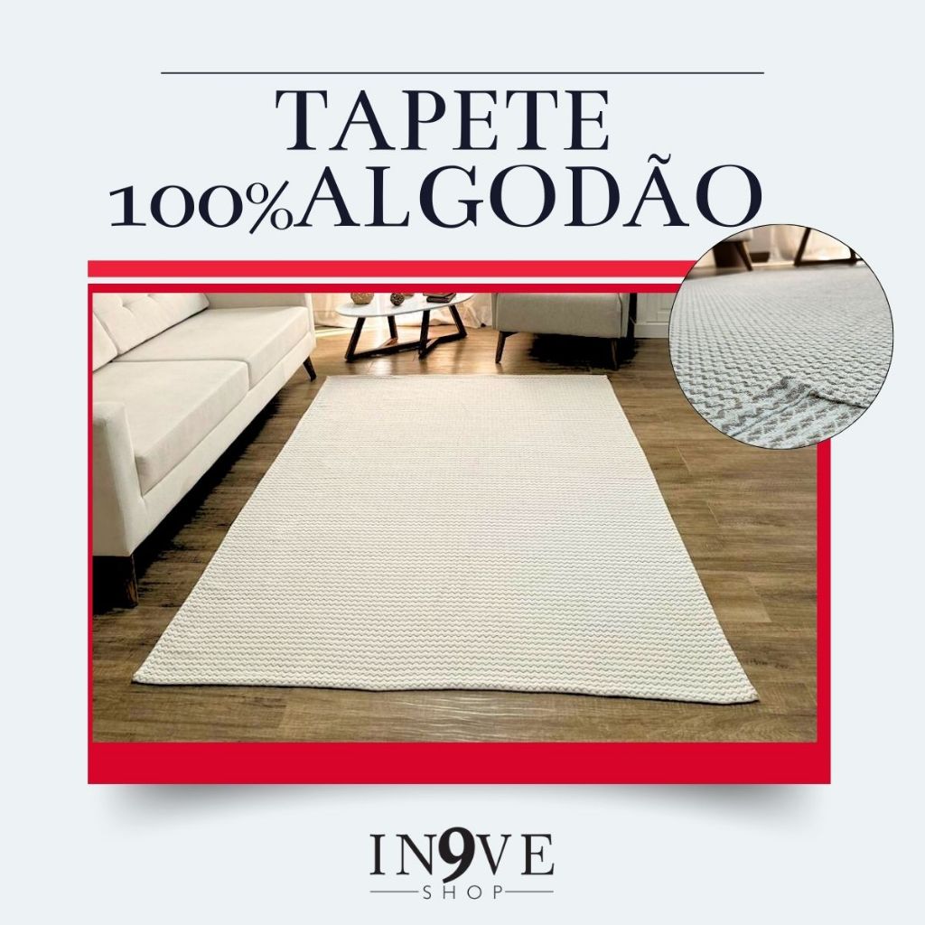 Tapete 100% Algodão para Sala, Quarto e Beira-Cama - Diversas Medidas