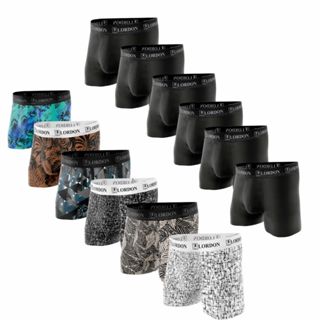 Kit 12 Cuecas Boxer Adulto Estampadas ou Preto Microfibra em Oferta na Shopee