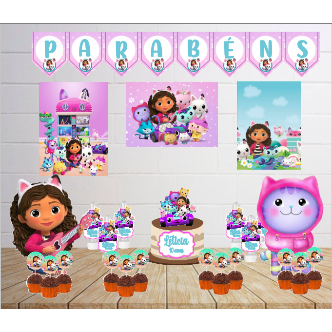 Kit Personalizado Festa Infantil A Casa Mágica da Gabby Decoração Aniversário Mesversário Só Um Bolinho Lembrancinhas