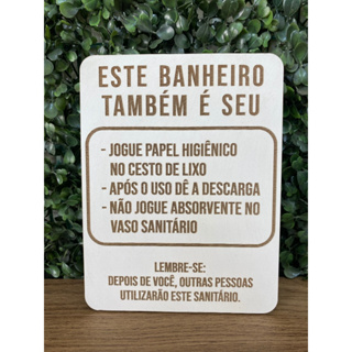 Placa de sinalização Banheiro Sanitário Toilette Feminino Este banheiro também é seu em mdf em Oferta na Shopee