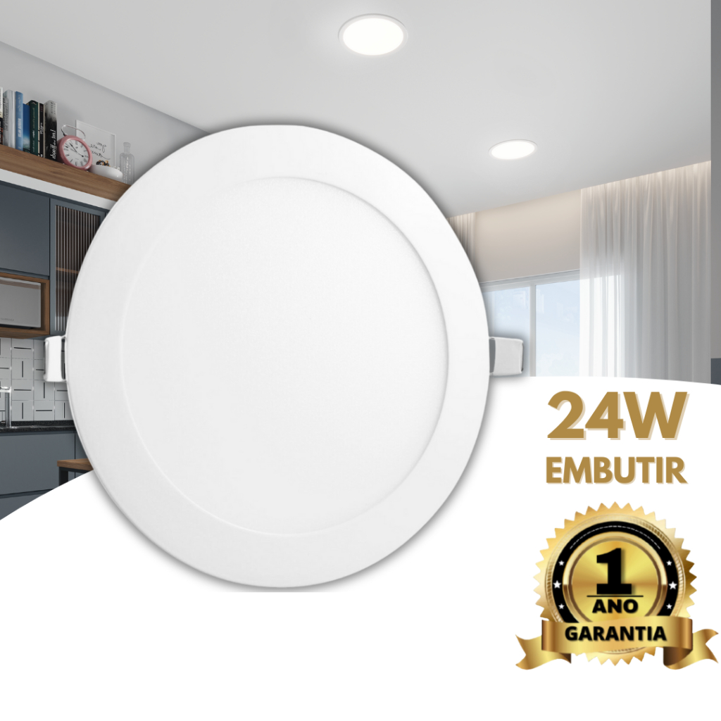 Kit 10 Painel Plafon Led Embutir Super Slim 24w 25w Branco 6500k Bivolt Redondo Square em Oferta na Shopee
