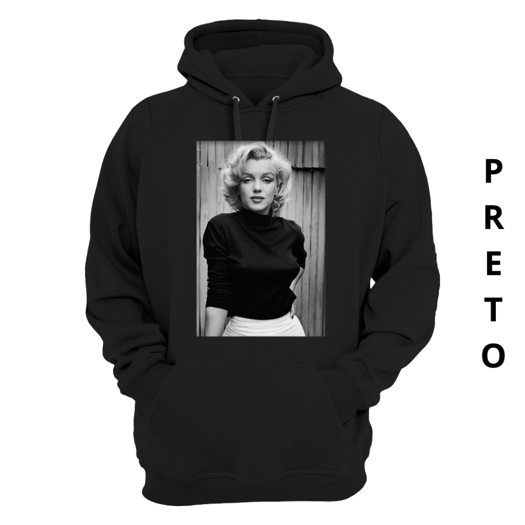 Moleton Unissex Marilyn Monroe Preta e Branca Blusa De Envio Imediato