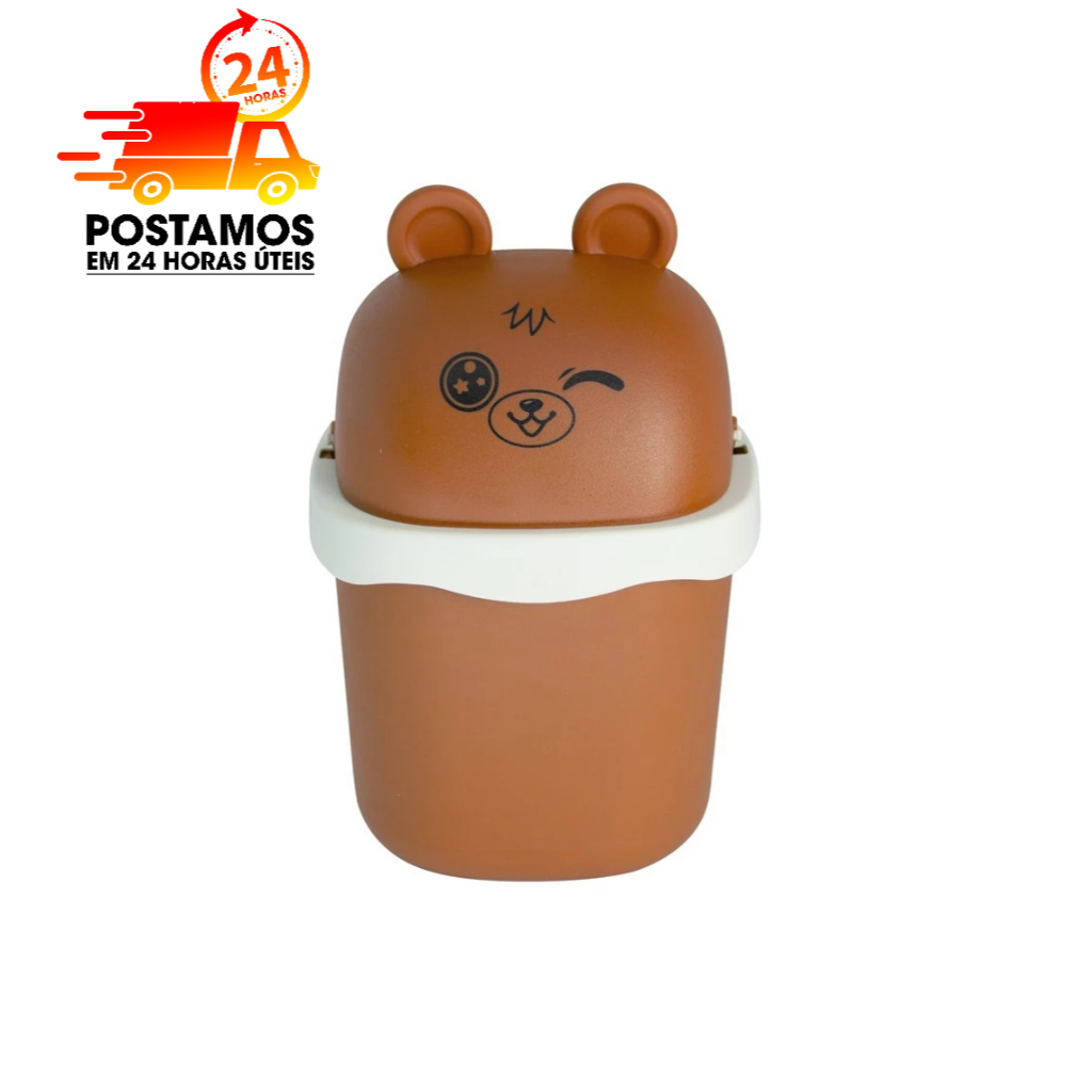 Mini Lixeira com Tampa 1,5 Litros Multiuso Lixeira de Mesa Infantil Bichinho Cozinha