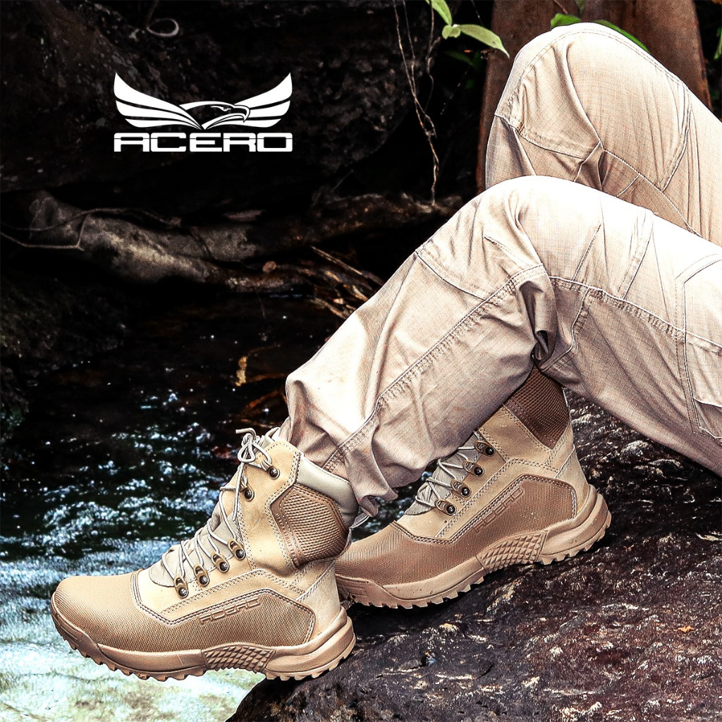Acero Titanium Desert Bota Masculina Homem Militares Tatica Couro Antiderrapante Policial PRF Bombeiro Airsoft Paintball
