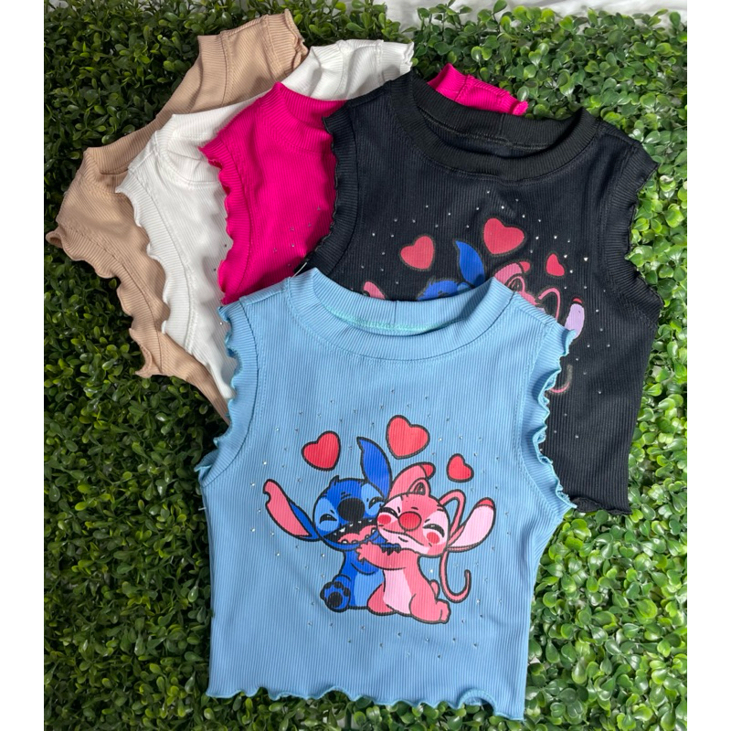 Regata infantil Canelado detalhe estampado Silk Lilo Casal - Moda feminina blogueirinha para verão
