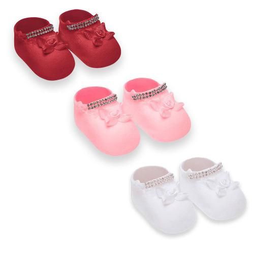 Meia sapatilha Selene de bebe com Brilho 0 a 5 Meses