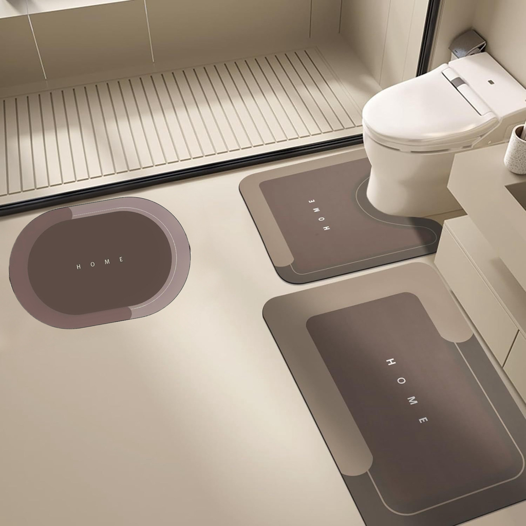 Kit 3 Tapete de banheiro em formato de U absorvente de água de secagem rápida conjunto de três peças