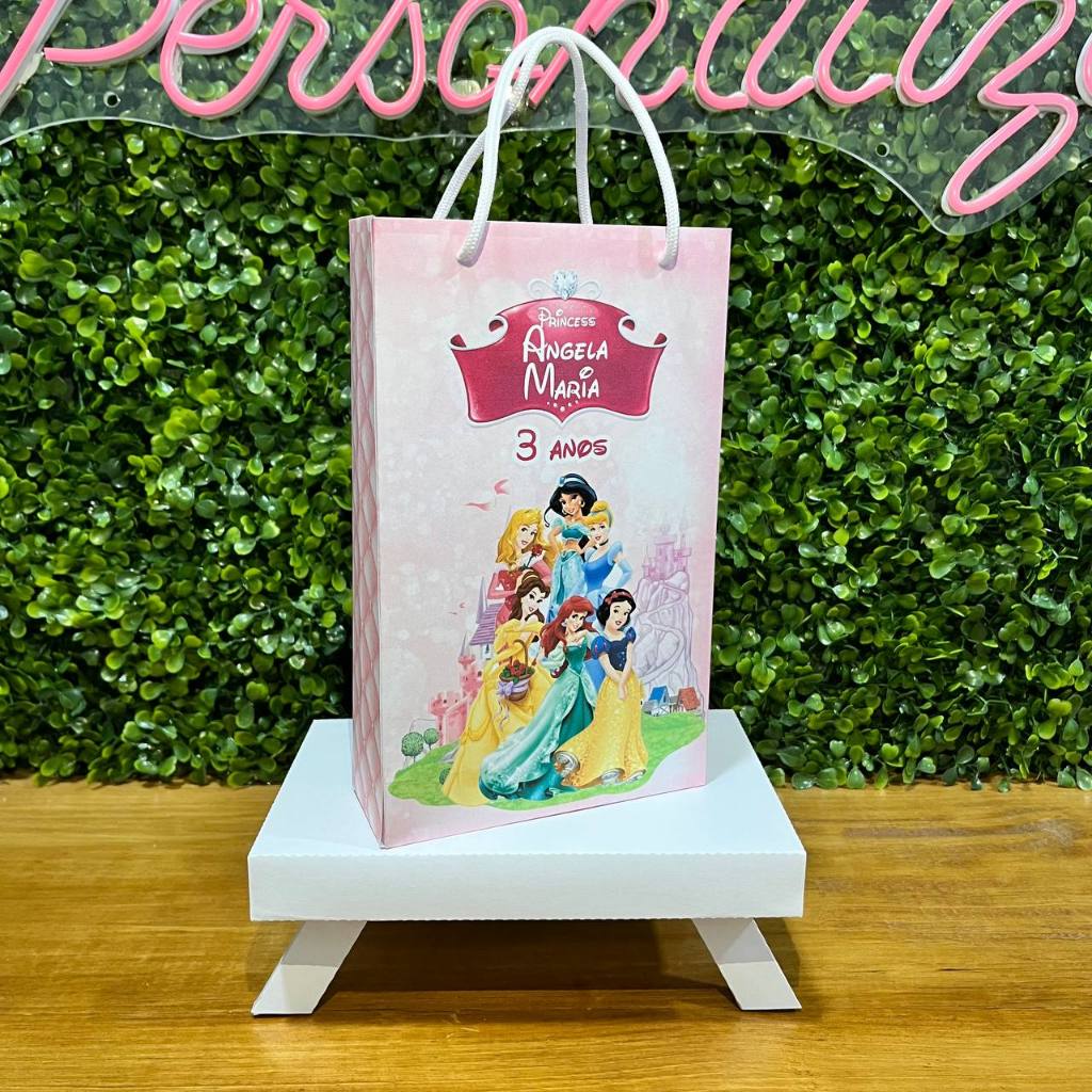 SACOLINHA PERSONALIZADA PRINCESAS ( M ) - PEGUE E MONTE - Lembrancinha, Aniversário,