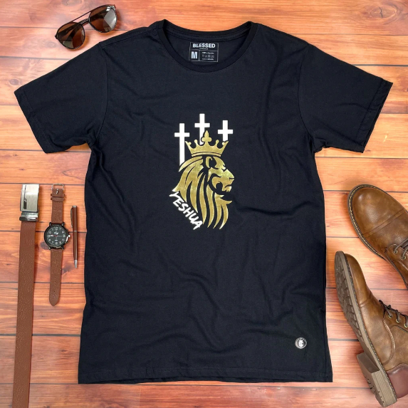 Camisetas Masculina Estampada Leão Yeshua Verão Tecido Premium 100% Algodão